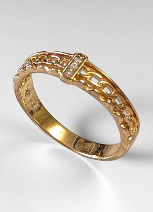 Колечко xuping медицинское золото ажурное цепочка с маленькими камушками х-0025