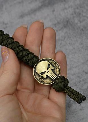 Брелок с бусиной каратель punisher из бронзы ручного литья