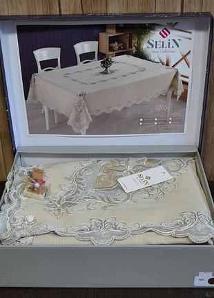 Скатерть красивая 160 350 изо льна на стол в гостиную, скатерть натуральная однотонная прямоугольная бежевый