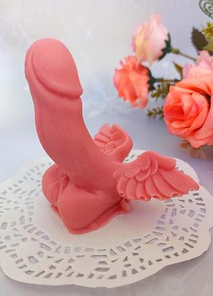 Шоколадний член із крилами 8 см висота прикольний подарунок на день закоханих шоколад ручної роботи