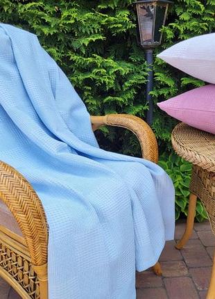 Піке вафелька, блакитний (плед 180*220см)