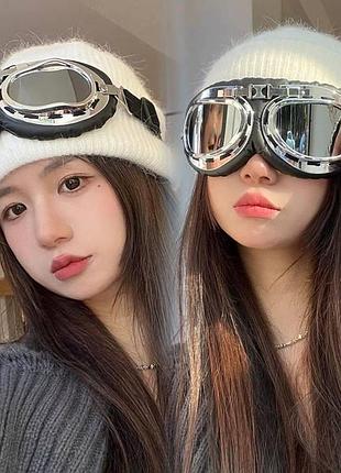 Шапка c.p. company с двумя линзами очками унисекс белая one size (n9833)