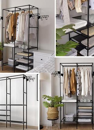 Вешалка для одежды - двойная, вешалка с полками для одежды, вешалка стойка loft 22671