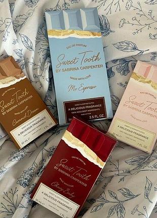 Сет жіночих парфумів sabrina carpenter sweet tooth, me espresso, caramel dream, cherry pop 4*5мл