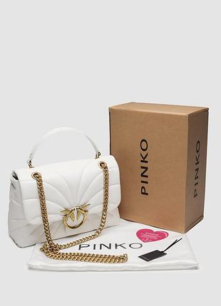 Сумочка pinko big love bag puff butterfly quilt white/gold
