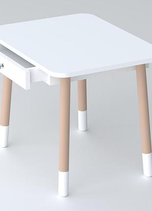 Детский столик с выдвижным ящиком 46х60х45, стол трюмо в детскую комнату, белый