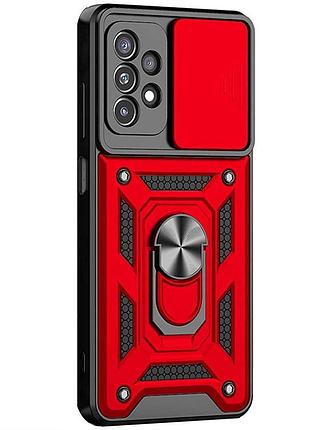 Ударостійкий чохол camshield serge ring для samsung galaxy a13 4g зелёный, tpu+pc, шторка на камеру черный красный