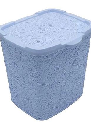Корзина пластиковая с крышкой кружево elif plastik №383 ящик для хранения вещей контейнер 22*17 h 22 cm 5 л