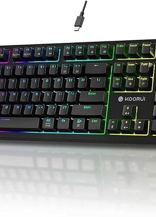 Koorui mk104 полноразмерная механическая игровая клавиатура с rgb подсветкой, usb type-c, анти-гризинг