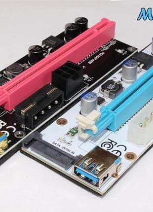 Райзер универсальный с led индикацией(riser pci-e 1x to 16x usb 3.0)