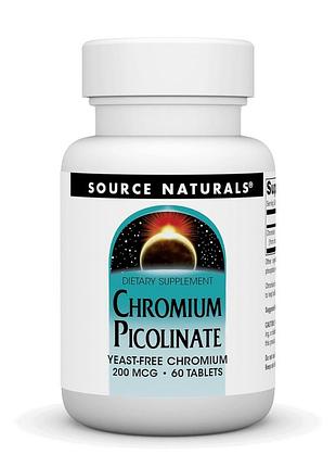 Source naturals, піколінат хрому, chromium picolinate 200 мкг, 60 таблеток