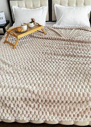 Плед евро koloco "3d узор" 220 х 240 см (37915) бежевый