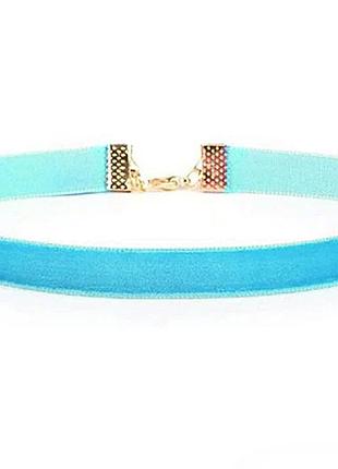 Чокер колье бархатный голубой