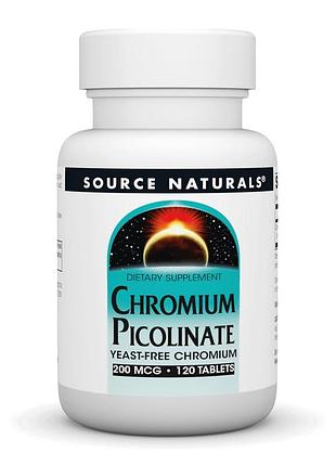Source naturals, пиколинат хрома, 200 мкг, 120 таблеток