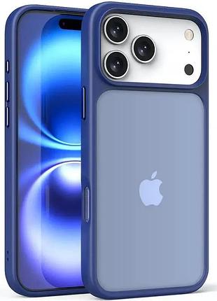 Tpu+pc чехол metal buttons для apple iphone 17 (6.3") (синий / navy blue)