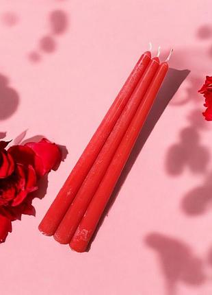 Красные столовые свечи «романтическое мгновение», аромат ваниль