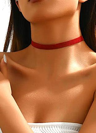 Чокер колье бархатный красный