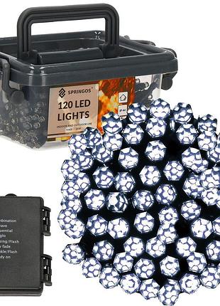 Гирлянда на батарейках springos 9 м 120 led cl0175 cold white
