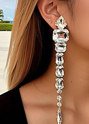Сережки жіночі довгі у каміннях