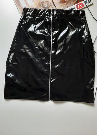 Eur 40 черная сексуальная юбка винил No301