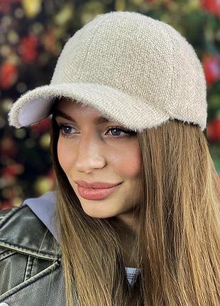 Пушистая бейсболка «поинт» (6095) кофейный