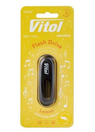 Освежитель воздуха vitol flash drive на обдув lemon