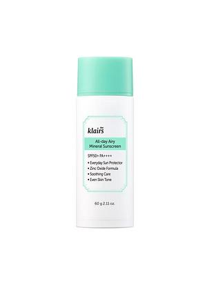 М’який мінеральний сонцезахисний крем dear klairs all-day airy mineral sunscreen, 60 мл