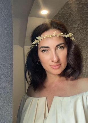 Віночок із сухоцвітів у натуральних бежевих та кремових відтінках з колосками