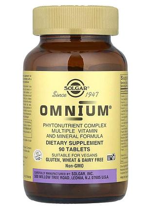 Омниум, мультивитамины и минералы, omnium, phytonutrient complex, solgar, 90 таблеток