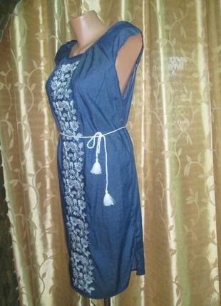 Платье  вышитое джинс 2