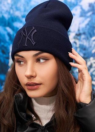 Модная молодежная шапка-колпак (6089) джинсовый