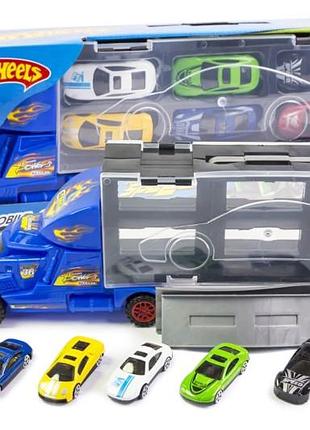 Вантажівка hot wheels з машинками 5