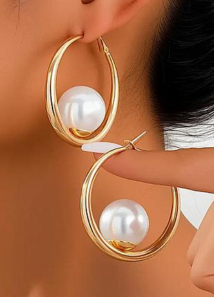 Сережки бижутерия кольца с бусинами