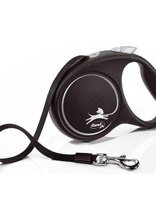 Поводок-рулетка flexi для собак black design лента черная размер m 5 м/25 кг