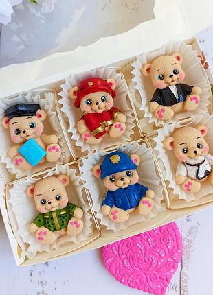 Шоколадные мишки шоколадные фигурки на торт сладкий подарок шоколад ручной работы