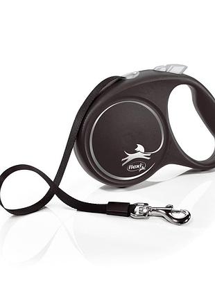 Поводок-рулетка flexi для собак black design лента черный размер l 5 м/50 кг