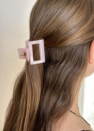 Зажим для волос квадрат 5 см, разные цвета, цена за 1 шт, крабик аксессуар для причесок рожевий кварц
