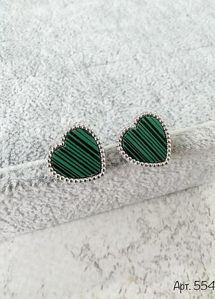 Серебряные серьги-пуссеты в форме сердца (родий / позолота)