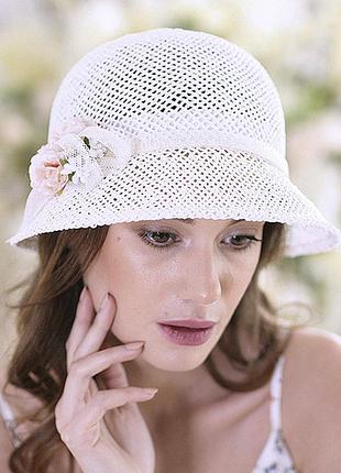 Женская шляпа маленькие поля 6 см из рисовой соломки