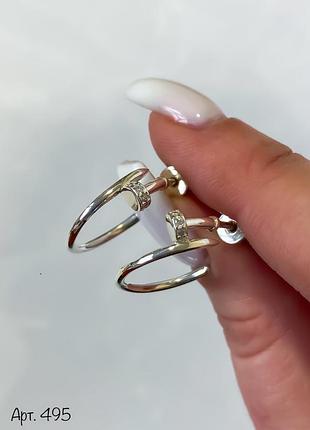 Серьги серебряные в виде гвоздя (родий / позолота)