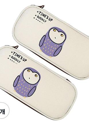 Пенал для школьных принадлежностей с рисунком совы