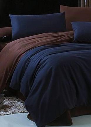Пододеяльник 145х215см поплин люкс микс кобальт+шоколад moonlight