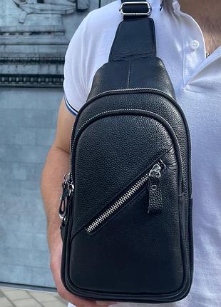 Компактний чоловічий слінг через плече tiding bag чорний 2901