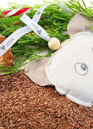 Подушка со льном грелка-компресс поросенок 11х12см