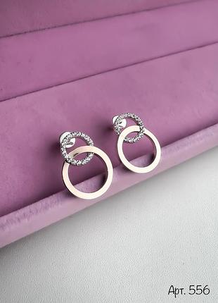 Серебряные серьги с золотом