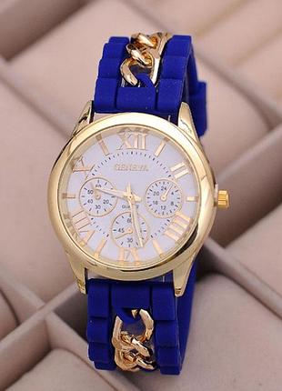 Женские силиконовые часы яркого цвета женева синий