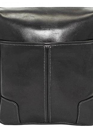 Мужская сумка натуральная кожа vatto (украина) черный глянцевый