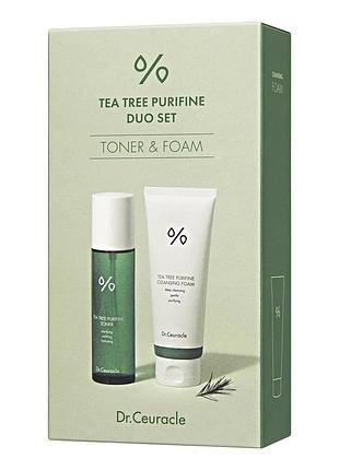 Набір засобів з чайним деревом (тонер + пінка для вмивання) dr.ceuracle tea tree purifine duo set 100 мл + 150 мл