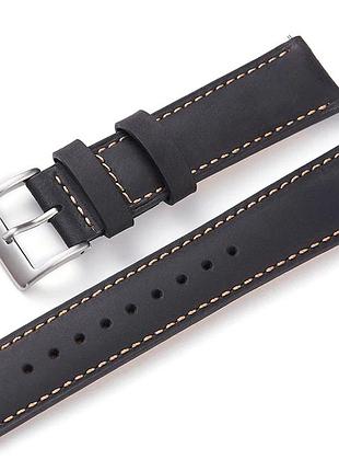 Ремешок для часов из натуральной кожи, из системой быстрой замены 22 мм №2 черный