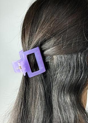 Зажим для волос квадрат 5 см, разные цвета, цена за 1 шт, крабик аксессуар для причесок темний лавандовий